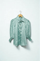 Self Print Satin Shirt - Pastel Mint Green